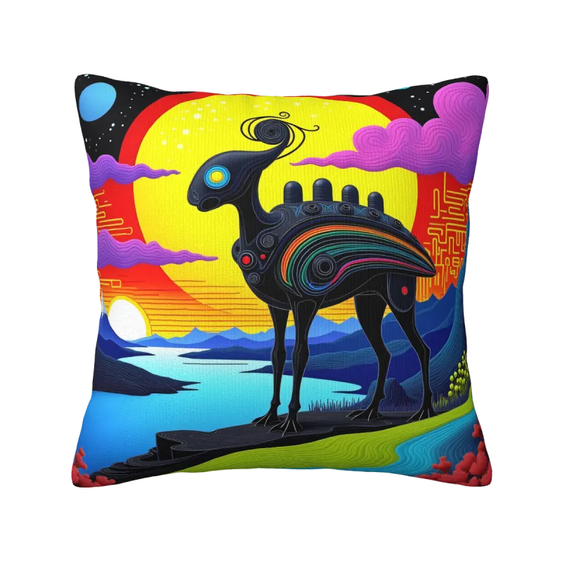 Funda de cojín de peluche con diseño abstracto de animales - Okomall