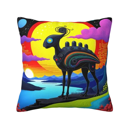 Housse de coussin en peluche à motif animal abstrait - Okomall