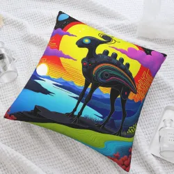 Funda de cojín de peluche con diseño abstracto de animales - Okomall