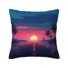 Funda de cojín de felpa con vista al atardecer en la playa - Okomall