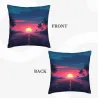 Funda de cojín de felpa con vista al atardecer en la playa - Okomall