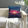 Copri cuscino in peluche con tramonto sulla spiaggia - Okomall