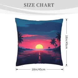Funda de cojín de felpa con vista al atardecer en la playa - Okomall