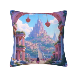 Housse de coussin en peluche à motif jardin de rêve - Okomall