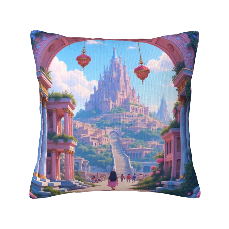 Housse de coussin en peluche à motif jardin de rêve - Okomall