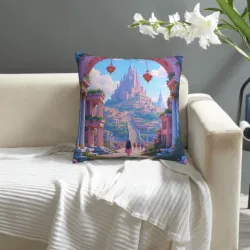 Cuscino in peluche a doppio lato con motivo giardino da sogno - Okomall