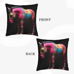 Housse de coussin en peluche à motif abstrait de fer à cheval - Décoration intérieure Okomall