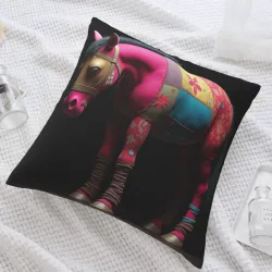 Funda de cojín de felpa con patrón abstracto de herradura - Decoración para el hogar Okomall