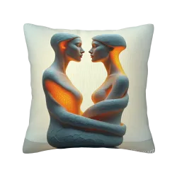Housse de coussin en peluche à motif abstrait de femme recto verso - Okomall