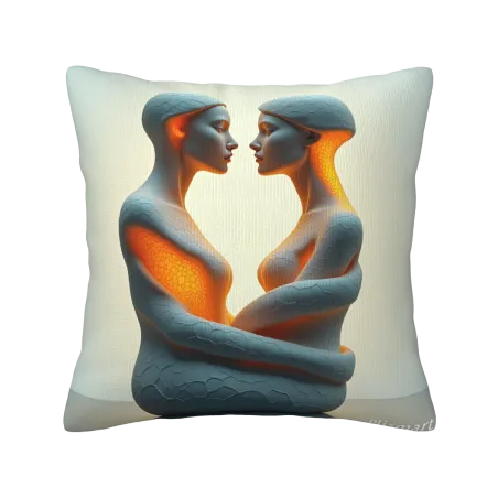 Housse de coussin en peluche à motif abstrait de femme recto verso - Okomall