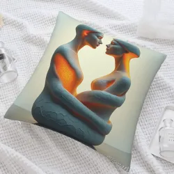 Housse de coussin en peluche à motif abstrait de femme recto verso - Okomall
