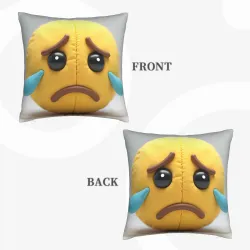 Funda de cojín de peluche con expresión facial - Cara triste | OkoMall