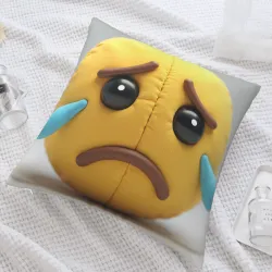 Funda de cojín de peluche con expresión facial - Cara triste | OkoMall