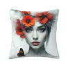 Housse de coussin en peluche avec portrait féminin de rêve - Okomall
