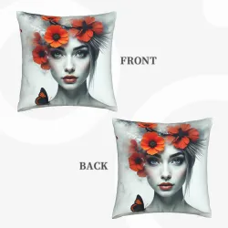Copri-cuscino in peluche con ritratto femminile da sogno - Okomall