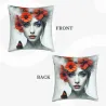 Housse de coussin en peluche avec portrait féminin de rêve - Okomall