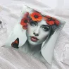 Housse de coussin en peluche avec portrait féminin de rêve - Okomall