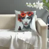 Housse de coussin en peluche avec portrait féminin de rêve - Okomall