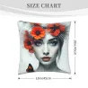 Housse de coussin en peluche avec portrait féminin de rêve - Okomall