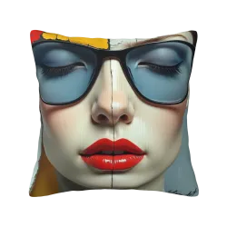 Housse de coussin en peluche à portrait double face à la mode - Okomall