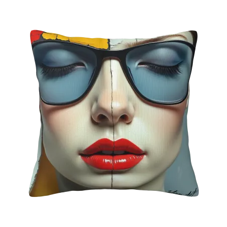 Housse de coussin en peluche à portrait double face à la mode - Okomall