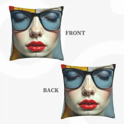 Housse de coussin en peluche à portrait double face à la mode - Okomall