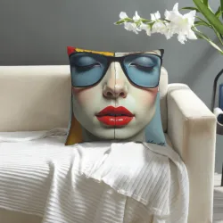 Housse de coussin en peluche à portrait double face à la mode - Okomall