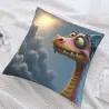 可爱的卡通龙图案抱枕套 - 18x18 英寸 | OKOMALL