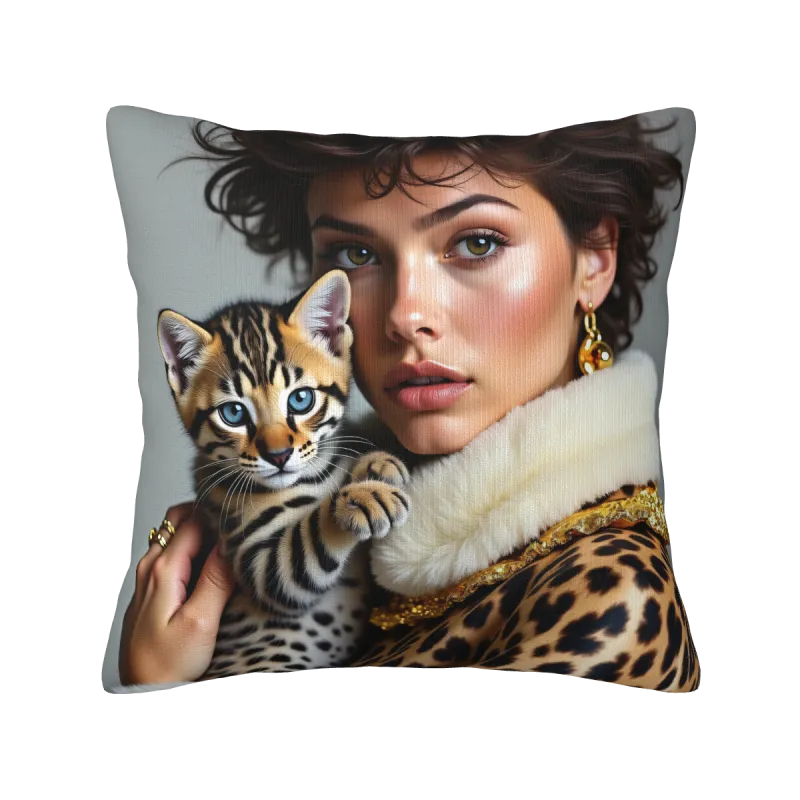 Funda de cojín de felpa con retrato elegante de mujer - Okomall