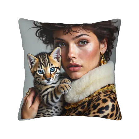 Cuscino in peluche con ritratto elegante di donna - Okomall