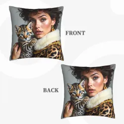 Cuscino in peluche con ritratto elegante di donna - Okomall
