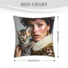 Funda de cojín de felpa con retrato elegante de mujer - Okomall