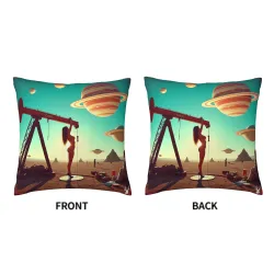 Custodia per cuscino in peluche in stile retrò-futuristico - Cielo stellato del deserto | OKOMALL