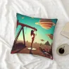 Retro-Futuristic Plush Pillow Cover - Desert Stargazing | OKOMALL