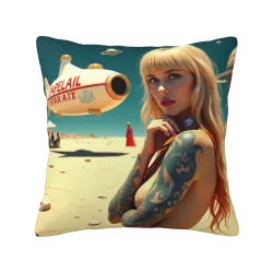 Housse de coussin en peluche à motif de beauté rétro - Okomall