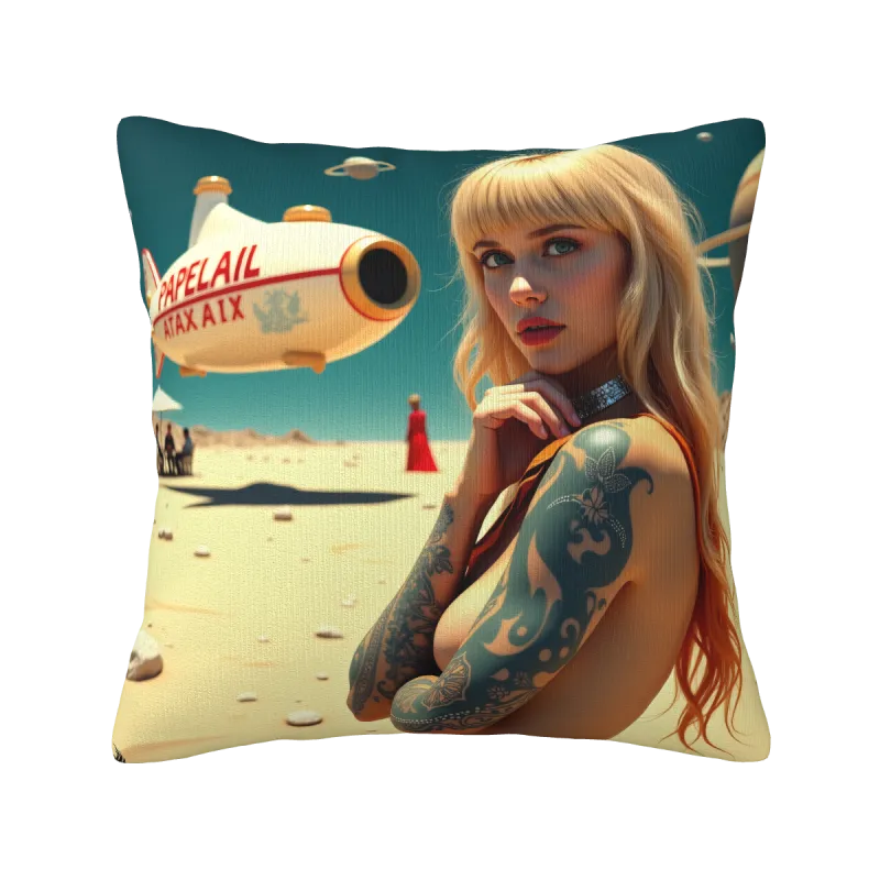 Housse de coussin en peluche à motif de beauté rétro - Okomall