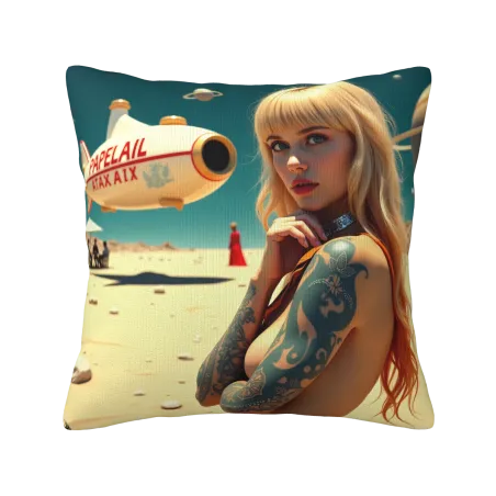 Housse de coussin en peluche à motif de beauté rétro - Okomall