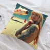 Housse de coussin en peluche à motif de beauté rétro - Okomall
