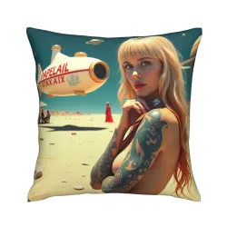 Housse de coussin en peluche à motif de beauté rétro - Okomall