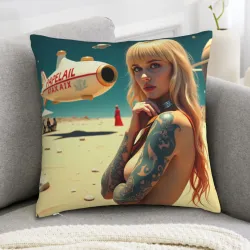 Housse de coussin en peluche à motif de beauté rétro - Okomall