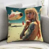 Housse de coussin en peluche à motif de beauté rétro - Okomall