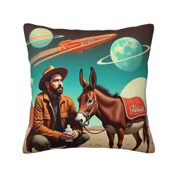 Housse de coussin en peluche à motif denim rétro - Okomall