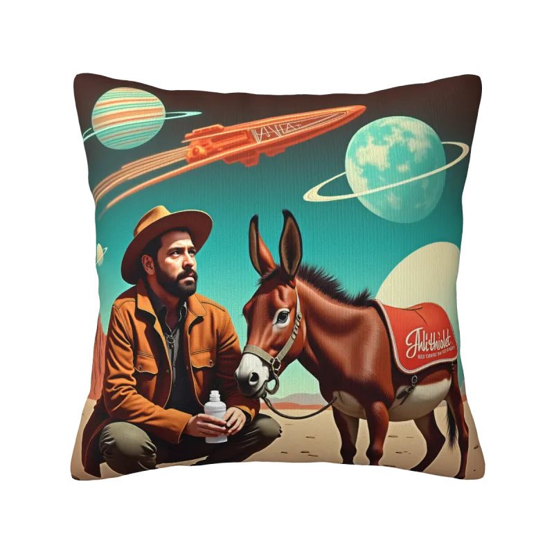 Vintage Cowboy Pattern Plush Pillow Cover - Okomall