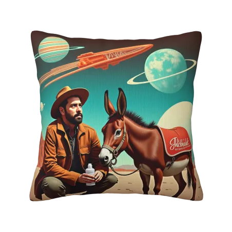 Vintage Cowboy Pattern Plush Pillow Cover - Okomall