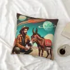 Housse de coussin en peluche à motif denim rétro - Okomall