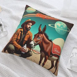 Copertura cuscino in peluche con motivo denim vintage - Okomall