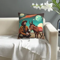 Housse de coussin en peluche à motif denim rétro - Okomall