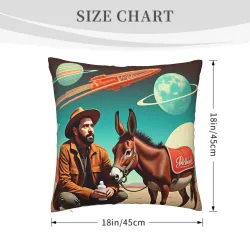 Vintage Denim Print Plüsch Kissenbezug - Okomall