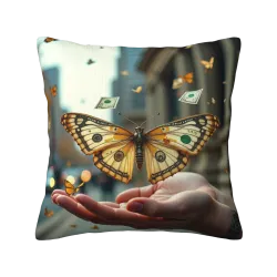 غمّاء وسادة فروية مطبوعة على الوجهين بتصميم تجريدي لمناظر طبيعية صينية - Okomall