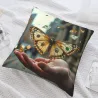 Housse de coussin en peluche de paysage d'encre abstraite - Okomall